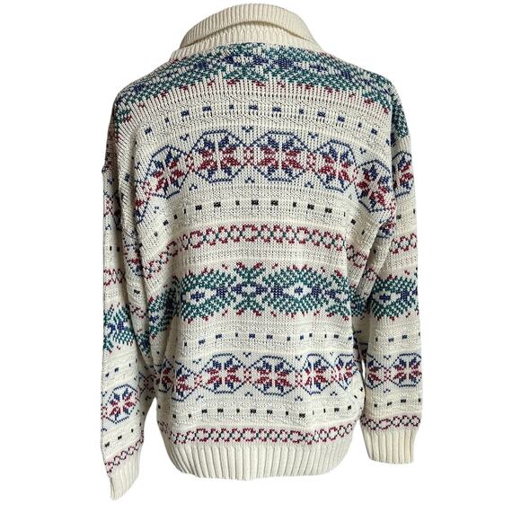 Vintage Alfred Dunner Size XL Cotton Collared Sweater With Cross Stitch Details - Picture 2 of 7